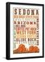 Sedona, Arizona - Typography (Version 2)-Lantern Press-Framed Art Print