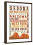 Sedona, Arizona - Typography (Version 2)-Lantern Press-Framed Art Print