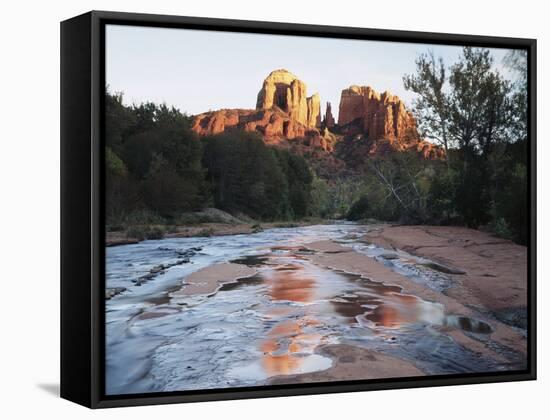 Sedona, Cathedral Rock Reflecting in Oak Creek at Red Rock Crossing-Christopher Talbot Frank-Framed Stretched Canvas