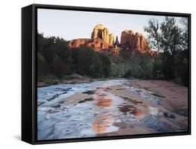 Sedona, Cathedral Rock Reflecting in Oak Creek at Red Rock Crossing-Christopher Talbot Frank-Framed Stretched Canvas