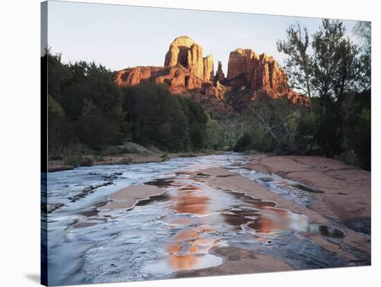 Sedona, Cathedral Rock Reflecting in Oak Creek at Red Rock Crossing-Christopher Talbot Frank-Stretched Canvas