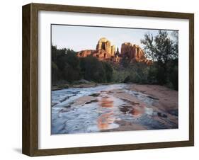 Sedona, Cathedral Rock Reflecting in Oak Creek at Red Rock Crossing-Christopher Talbot Frank-Framed Premium Photographic Print