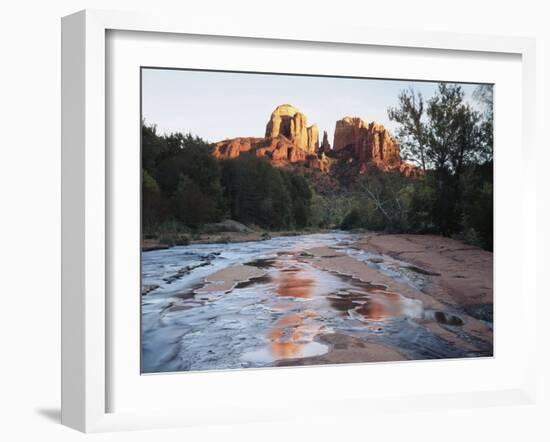 Sedona, Cathedral Rock Reflecting in Oak Creek at Red Rock Crossing-Christopher Talbot Frank-Framed Premium Photographic Print