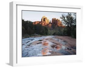 Sedona, Cathedral Rock Reflecting in Oak Creek at Red Rock Crossing-Christopher Talbot Frank-Framed Premium Photographic Print