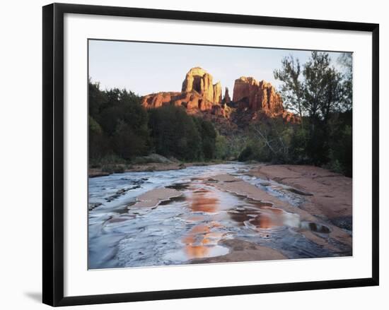 Sedona, Cathedral Rock Reflecting in Oak Creek at Red Rock Crossing-Christopher Talbot Frank-Framed Photographic Print