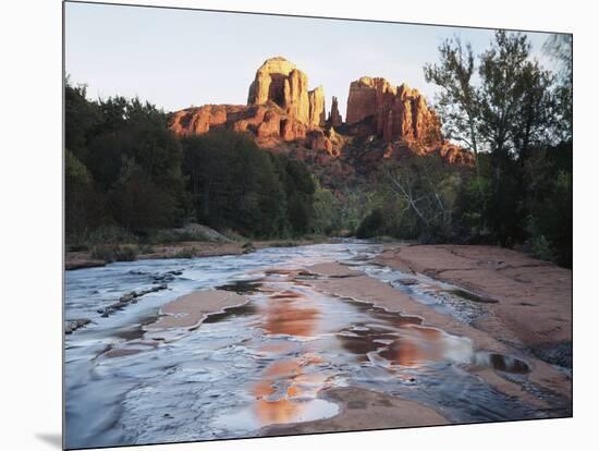 Sedona, Cathedral Rock Reflecting in Oak Creek at Red Rock Crossing-Christopher Talbot Frank-Mounted Photographic Print