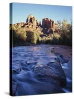 Sedona, Cathedral Rock Reflecting in Oak Creek at Red Rock Crossing-Christopher Talbot Frank-Stretched Canvas