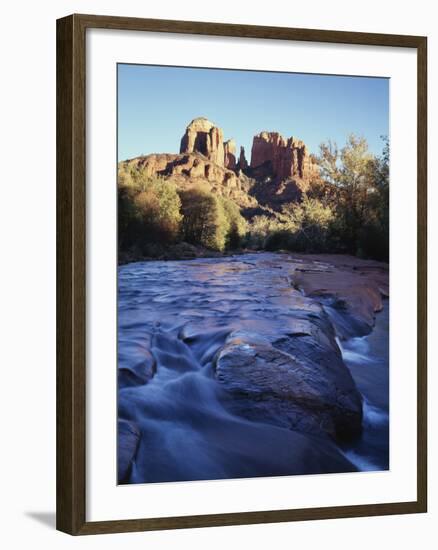 Sedona, Cathedral Rock Reflecting in Oak Creek at Red Rock Crossing-Christopher Talbot Frank-Framed Photographic Print