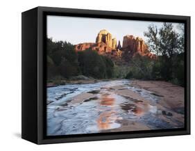 Sedona, Cathedral Rock Reflecting in Oak Creek at Red Rock Crossing-Christopher Talbot Frank-Framed Stretched Canvas