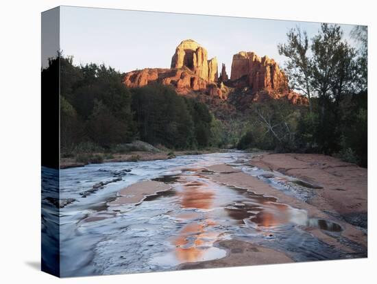 Sedona, Cathedral Rock Reflecting in Oak Creek at Red Rock Crossing-Christopher Talbot Frank-Stretched Canvas