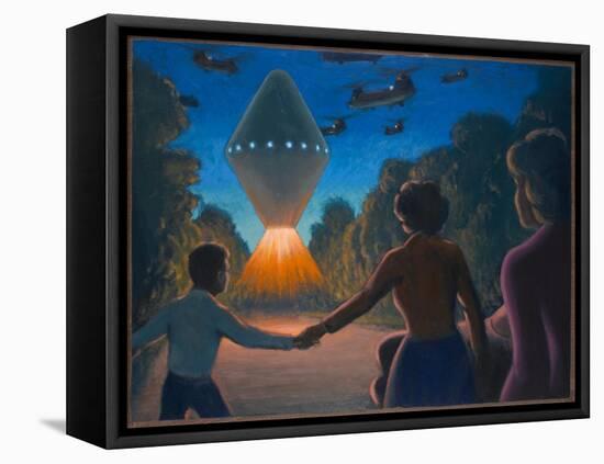 See 'A Diamond of Fire' over the Road Ahead of Them, UFOs-Michael Buhler-Framed Stretched Canvas