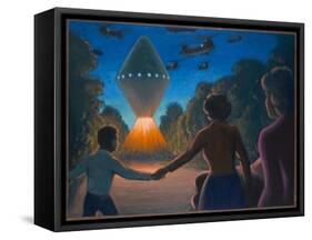 See 'A Diamond of Fire' over the Road Ahead of Them, UFOs-Michael Buhler-Framed Stretched Canvas