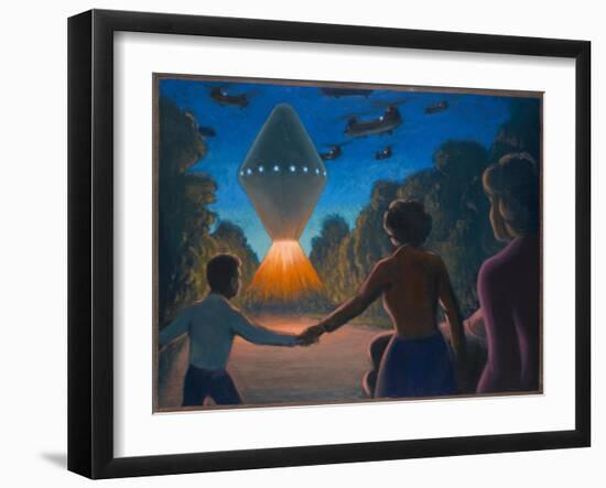 See 'A Diamond of Fire' over the Road Ahead of Them, UFOs-Michael Buhler-Framed Art Print