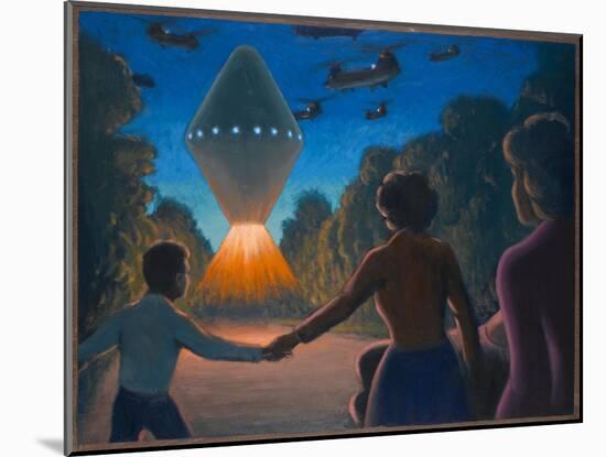 See 'A Diamond of Fire' over the Road Ahead of Them, UFOs-Michael Buhler-Mounted Art Print