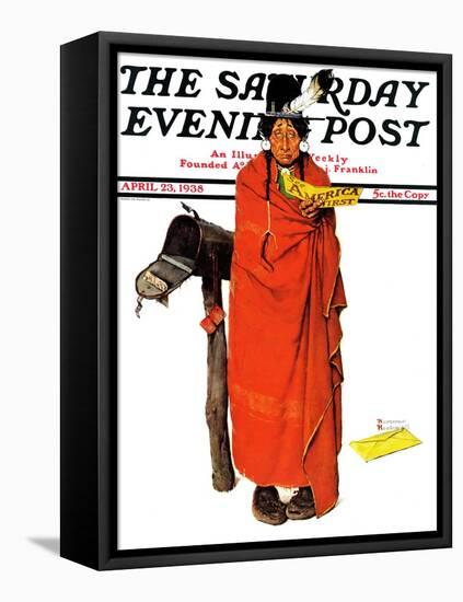 "See America First" Saturday Evening Post Cover, April 23,1938-Norman Rockwell-Framed Stretched Canvas
