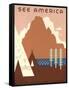 See America, Stylized Tipis, Butte-null-Framed Stretched Canvas