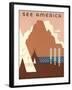 See America, Stylized Tipis, Butte-null-Framed Art Print