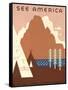 See America, Stylized Tipis, Butte-null-Framed Stretched Canvas