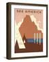 See America, Stylized Tipis, Butte-null-Framed Art Print