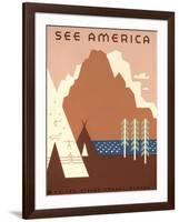 See America, Stylized Tipis, Butte-null-Framed Art Print