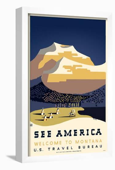 See America US Travel Bureau Welcome to Montana-null-Framed Poster