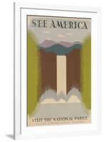 See America Visit National Parks Tourism Travel Vintage Ad-null-Framed Art Print