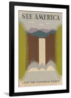 See America Visit National Parks Tourism Travel Vintage Ad-null-Framed Art Print