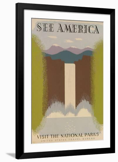 See America Visit National Parks Tourism Travel Vintage Ad-null-Framed Art Print