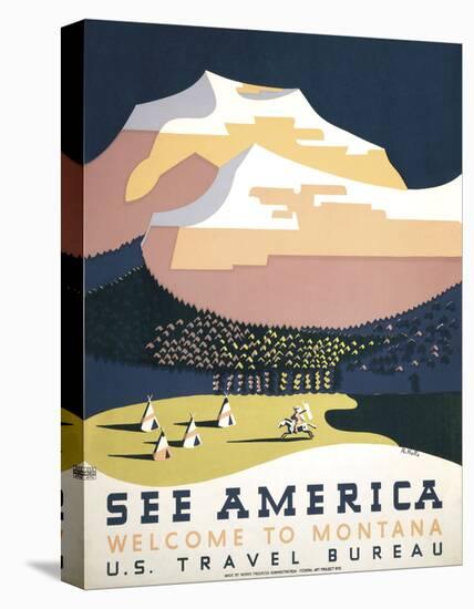 See America - Welcome to Montana I-null-Stretched Canvas