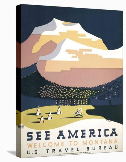 See America - Welcome to Montana I-null-Stretched Canvas