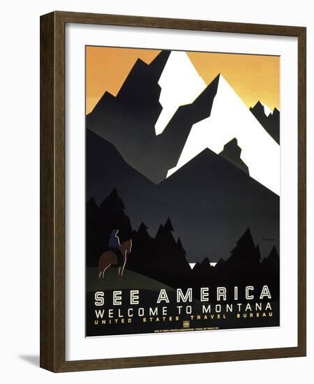 See America - Welcome to Montana II-null-Framed Giclee Print