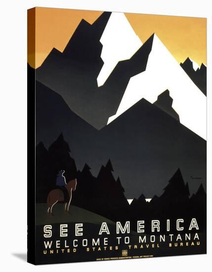 See America - Welcome to Montana II-null-Stretched Canvas