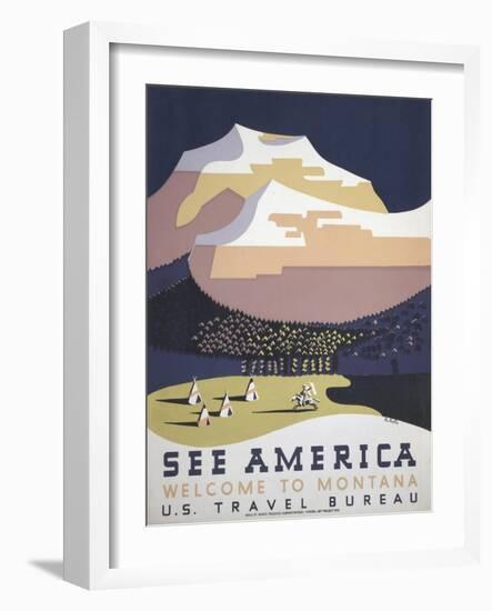 See America Welcome to Montana Poster-Stocktrek Images-Framed Art Print