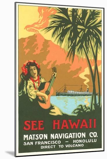 See Hawaii, Ocean Liner Advertisement-null-Mounted Art Print