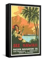 See Hawaii, Ocean Liner Advertisement-null-Framed Stretched Canvas