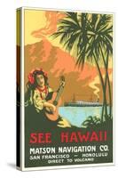 See Hawaii, Ocean Liner Advertisement-null-Stretched Canvas