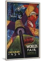 See, Hear, Play, Chicago 1934 World's Fair Poster-null-Mounted Giclee Print