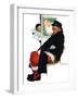 "See Him at Drysdales" (Santa on train), December 28,1940-Norman Rockwell-Framed Giclee Print