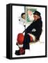 "See Him at Drysdales" (Santa on train), December 28,1940-Norman Rockwell-Framed Stretched Canvas