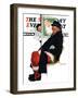 "See Him at Drysdales" (Santa on train) Saturday Evening Post Cover, December 28,1940-Norman Rockwell-Framed Giclee Print