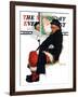 "See Him at Drysdales" (Santa on train) Saturday Evening Post Cover, December 28,1940-Norman Rockwell-Framed Giclee Print