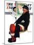 "See Him at Drysdales" (Santa on train) Saturday Evening Post Cover, December 28,1940-Norman Rockwell-Mounted Giclee Print