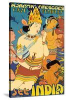 See India, Ajanta Frescoes, Cave Temples-null-Stretched Canvas