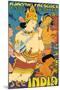 See India, Ajanta Frescoes, Cave Temples-null-Mounted Art Print