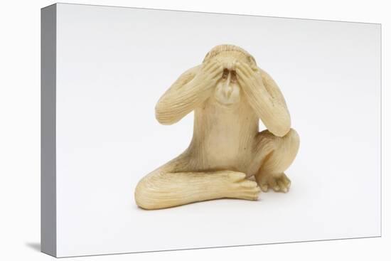 See No Evil, One of the Three Wise Monkeys-Japanese School-Stretched Canvas