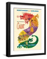 See the Enchanting Orient - Northwest Orient Airlines, Vintage Airline Travel Poster 1965-Pacifica Island Art-Framed Art Print