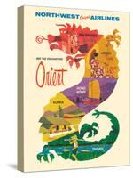 See the Enchanting Orient - Northwest Orient Airlines, Vintage Airline Travel Poster 1965-Pacifica Island Art-Stretched Canvas