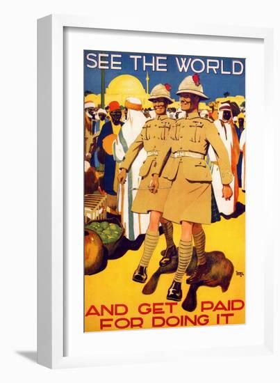 See The World And Get Paid For It-Alfred Leete-Framed Art Print