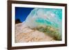 See Through Wave-Looking at the sand and coral through the face of a breaking wave-Mark A Johnson-Framed Photographic Print