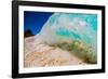 See Through Wave-Looking at the sand and coral through the face of a breaking wave-Mark A Johnson-Framed Photographic Print